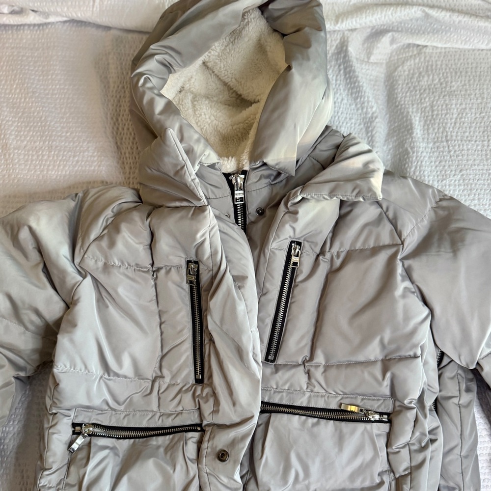 Orolay Gray Down Puffer Coat Small | Sherpa Hood 6 Pocket Side Zip Winter Jacket - Picture 14 of 14